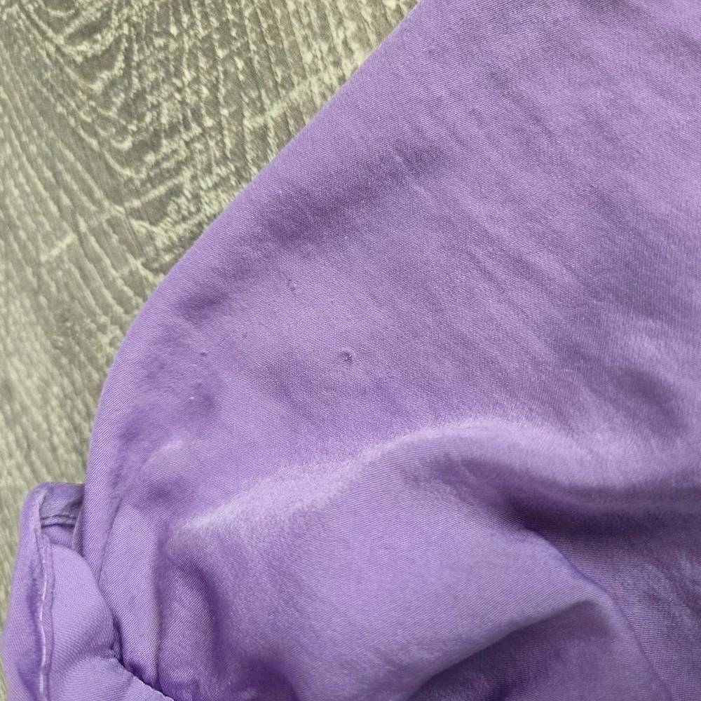 CeCe Lattice Raglan Sleeve Top Slate Lavender Size Xs  Ruffle‎ Blouse